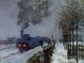 Train dans la neige la locomotive Monet